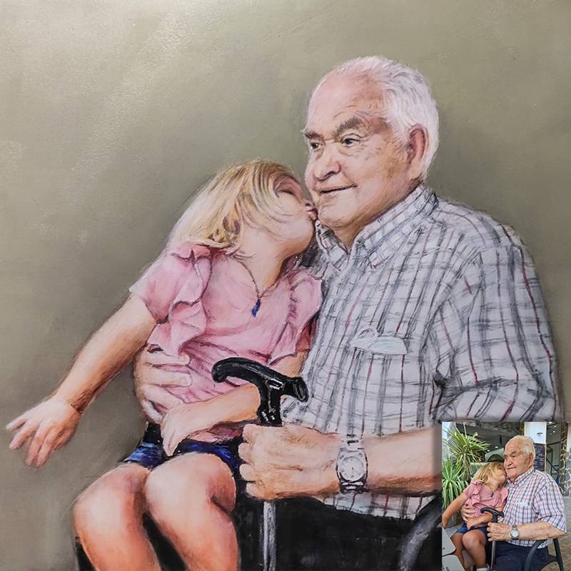 retratos abuelos Retrato al óleo de abuelos sobre lienzo