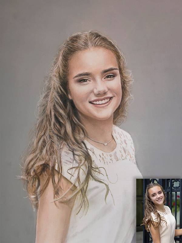 retratos chicas Retrato al óleo de chica joven realista