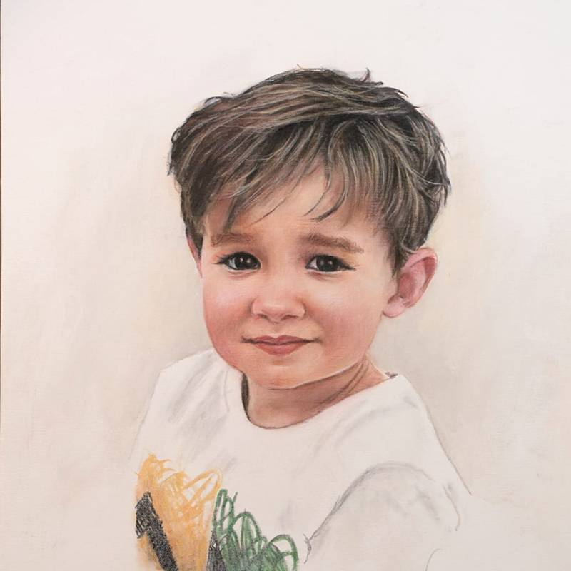 retratos ninos Retrato al óleo de niño personalizado